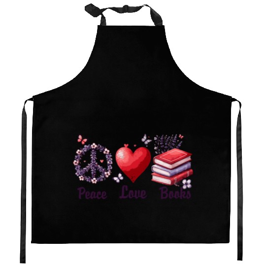 Peace, Love & Books Kitchen Aprons