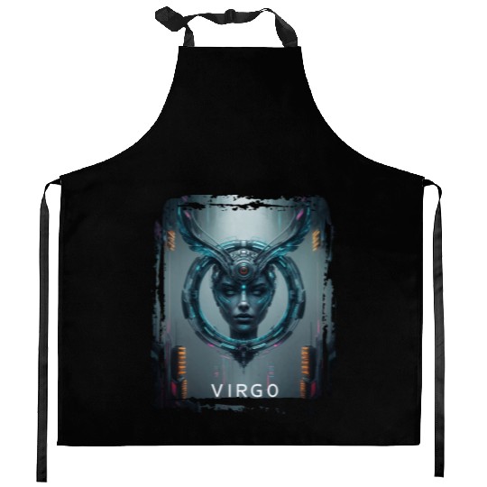 Zodiac sign Virgo in cyberpunk era Future Kitchen Aprons