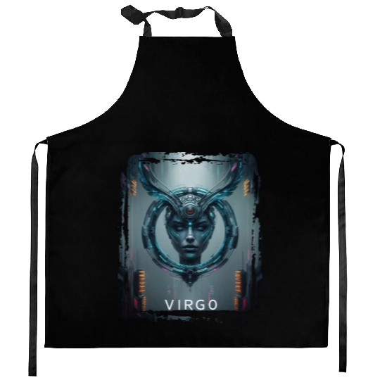 Zodiac sign Virgo in cyberpunk era Future Kitchen Aprons