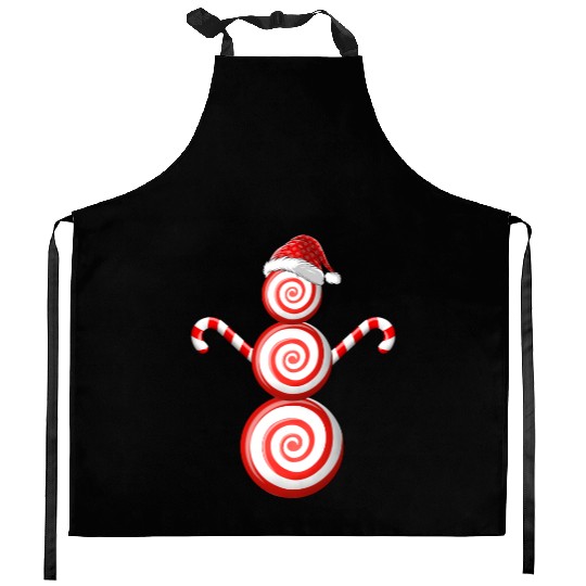 Funny Christmas Kitchen Aprons Peppermint Candy Snowman