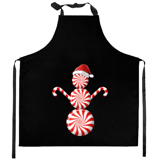Funny Christmas Kitchen Aprons Peppermint Candy Snowman