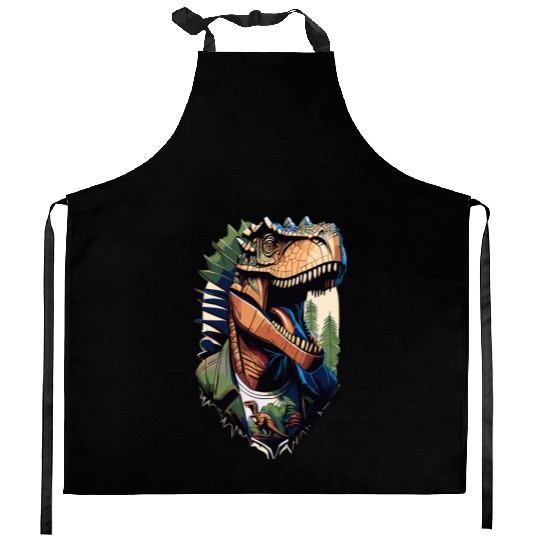 Tyrannosaurus style - Cool Raptor in Jacket Kitchen Aprons