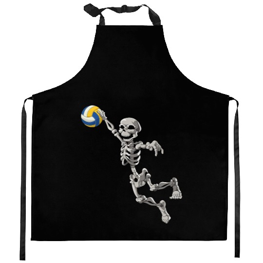 Volleyball Skeleton Volleyball Player Halloween Kitchen Aprons