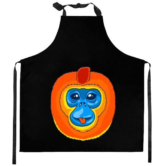 Cute Golden Snub Nosed Monkey Face Kitchen Aprons
