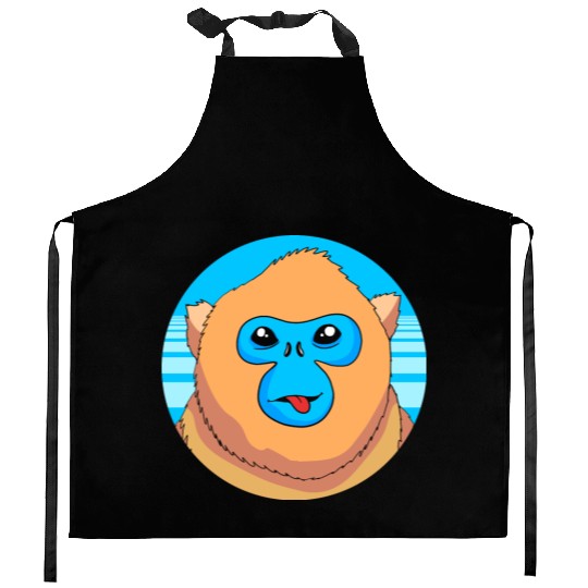 Monkey Lover Cute Snub Nosed Monkey Face Kitchen Aprons