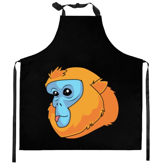 Monkey Lover Golden Snub Nosed Monkey Face Kitchen Aprons