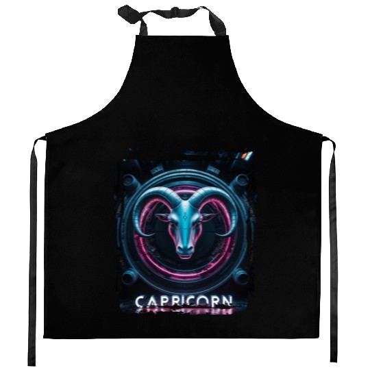Zodiac sign Capricorn in cyberpunk era Future Kitchen Aprons