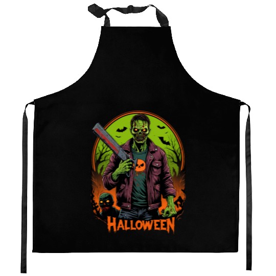Undead Nightmare: Zombie Halloween Graphic Kitchen Aprons