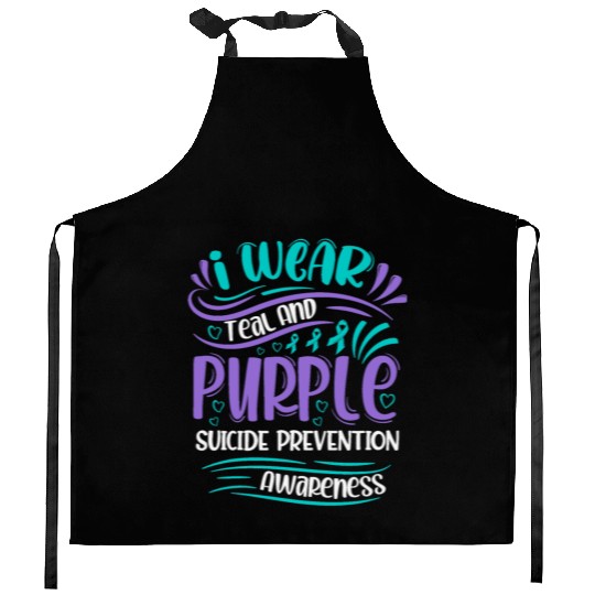 Wellness Collection - I Wear Purple & Teal Kitchen Aprons