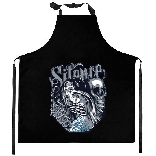 silence Chicano Vintage Design Kitchen Aprons