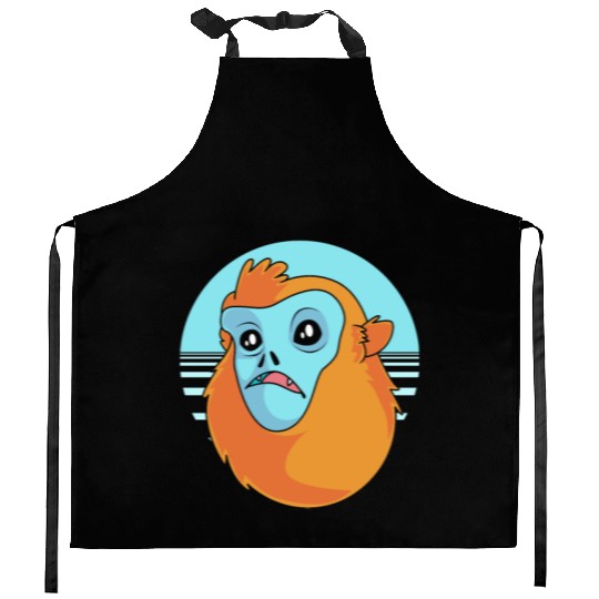 Funny Monkey Face Golden Snub Nosed Monkey Kitchen Aprons