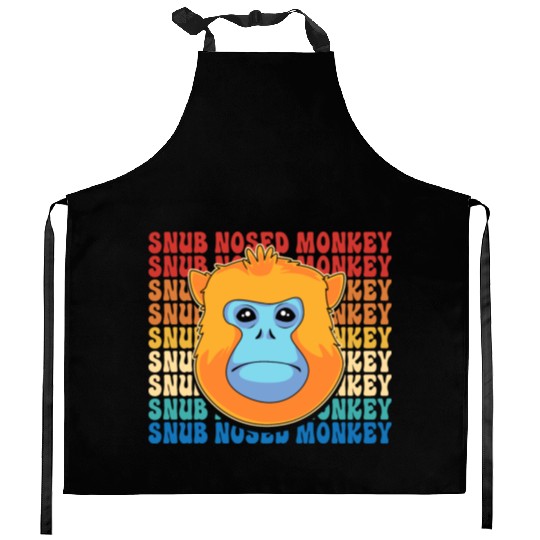 Retro Golden Snub Nosed Monkey Cute Monkey Face Kitchen Aprons