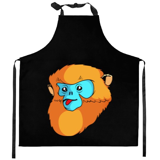 Cute Monkey Face Golden Snub Nosed Monkey Lover Kitchen Aprons