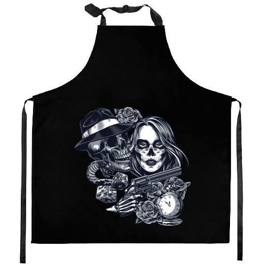 Chicano Street Art Graphic Kitchen Aprons