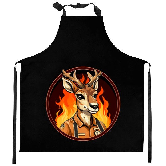 Firefighter Deer Kitchen Aprons
