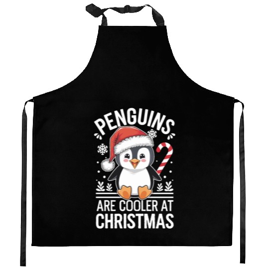 Penguins Are Cooler At Christmas Kitchen Aprons