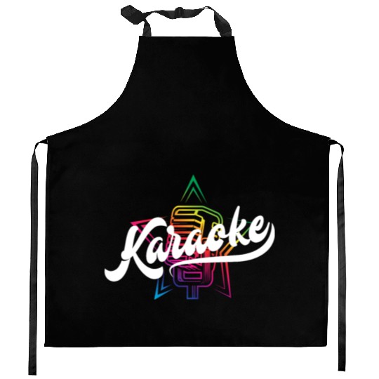 Colorful Karaoke Microphone Design Kitchen Aprons