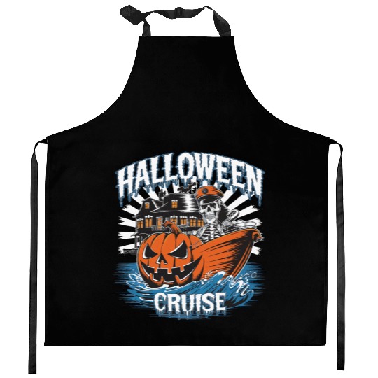 Halloween Cruise skull Kitchen Aprons