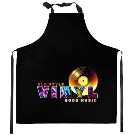 Vinyl Old Style Apparel Classic Vibes, Good Music Kitchen Aprons