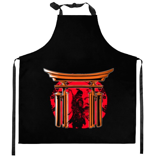 Kanji Japan Katana Sword Ninja Samurai Kitchen Aprons
