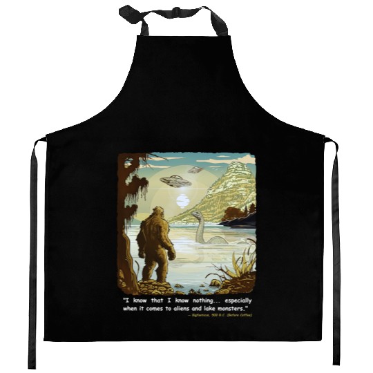Funny Bigfoot Philosophy Loch Ness Monster UFOs Kitchen Aprons
