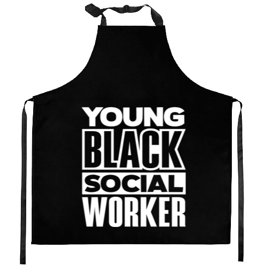 Young Black Social Workers Kitchen Aprons