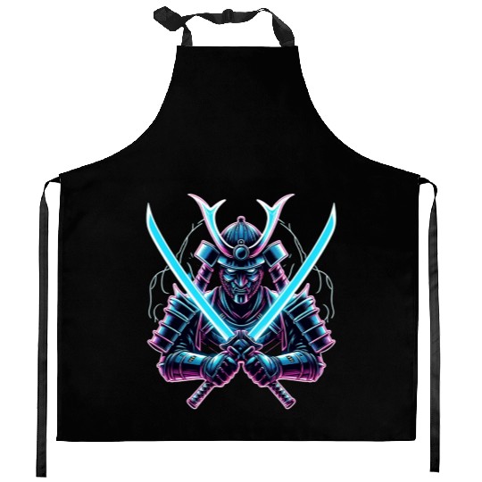 Neon Samurai Kitchen Aprons