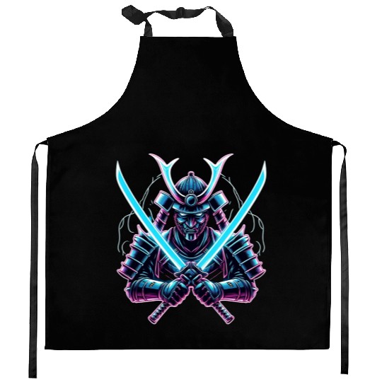 Neon Samurai Kitchen Aprons
