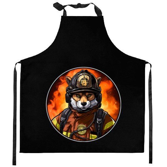 Fox Firefighter Kitchen Aprons