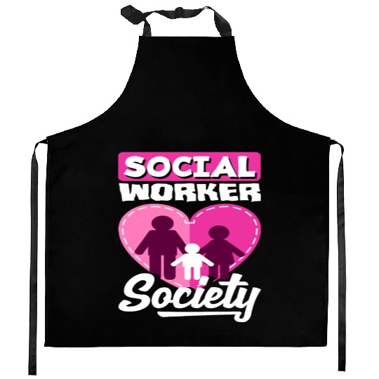 Social Worker Society Heart Family Kitchen Aprons