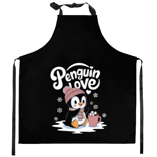 Penguin Love Winter Wonderland Cozy Vibes Kitchen Aprons