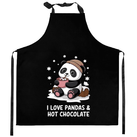 I Love Pandas & Hot Chocolate Cozy Vibes Kitchen Aprons