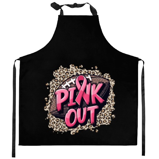 Pink Out Breast Cancer Football Coquette Bow Mom Kitchen Aprons