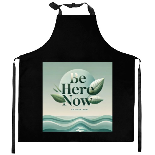"Be Here Now - Mindful Living" Kitchen Aprons