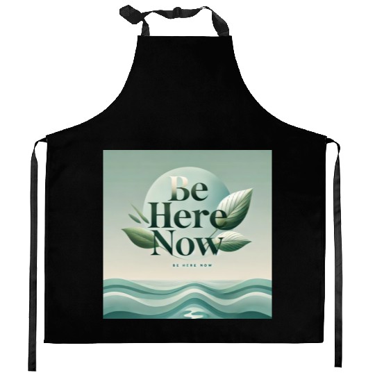 "Be Here Now - Mindful Living" Kitchen Aprons