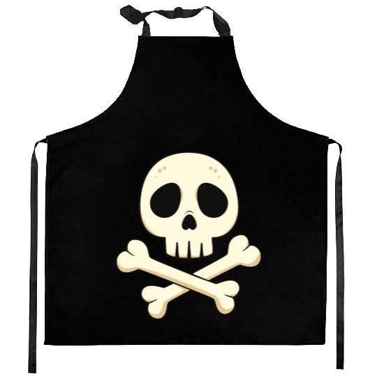 Cartoon skull and crossbones Kitchen Aprons