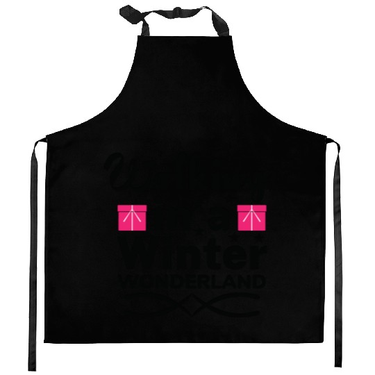 Walking in a winter wonderland Kitchen Aprons