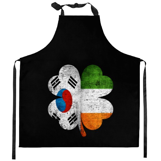Korean Irish Shamrock South Korea Ireland Flag Kitchen Aprons