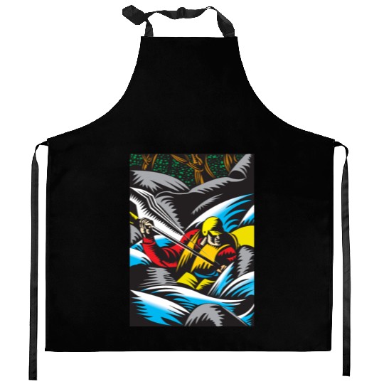 i love kayak Kitchen Aprons