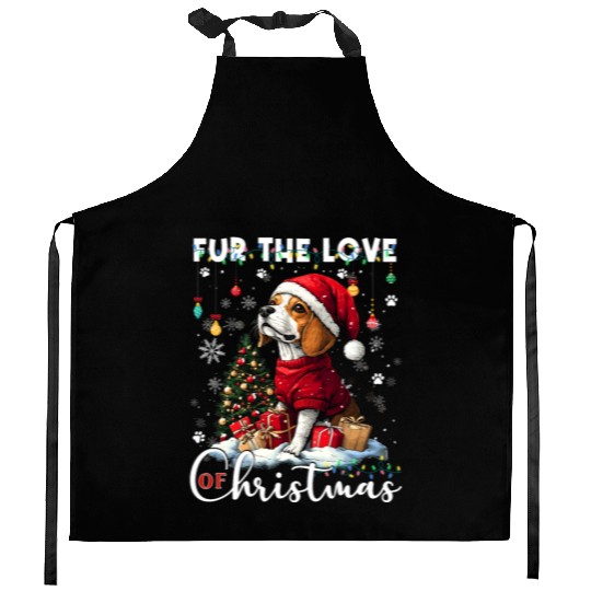 Beagle Christmas Tree Lights Decorations Dog Lover Kitchen Aprons