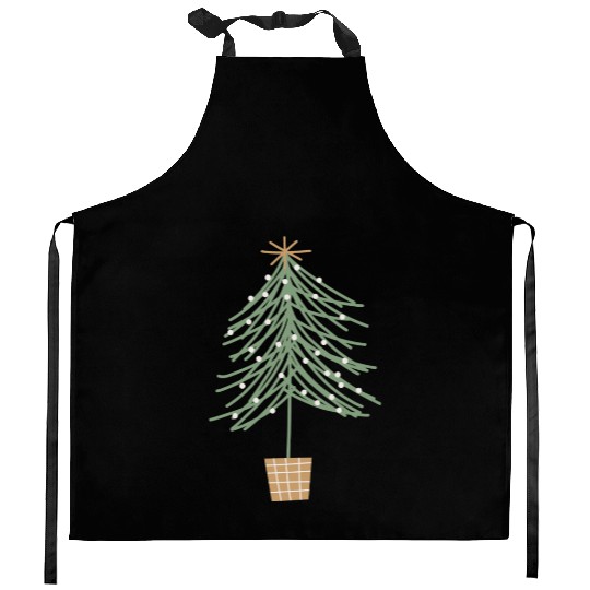 Snowy Christmas Tree with Star  Kitchen Aprons