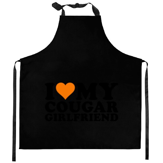 I Love Cougars Cougar Humor Valentine's Day 1WH2 Kitchen Aprons