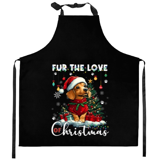 Dachshund Christmas Tree Lights Decorations Dog Kitchen Aprons