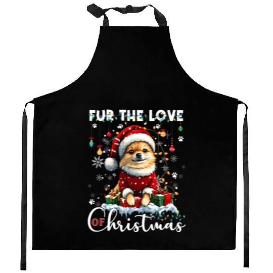 Pomeranian Christmas Tree Decorations Dog Lover Kitchen Aprons