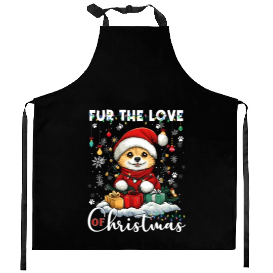 Pomeranian Christmas Tree Decorations Dog Lover Kitchen Aprons