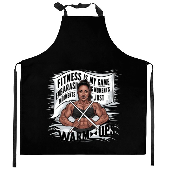 Gym girl, masculine and fitness woman Kitchen Aprons