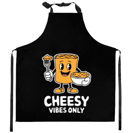 Cheesy Vibes Only Cartoon Delight Kitchen Aprons