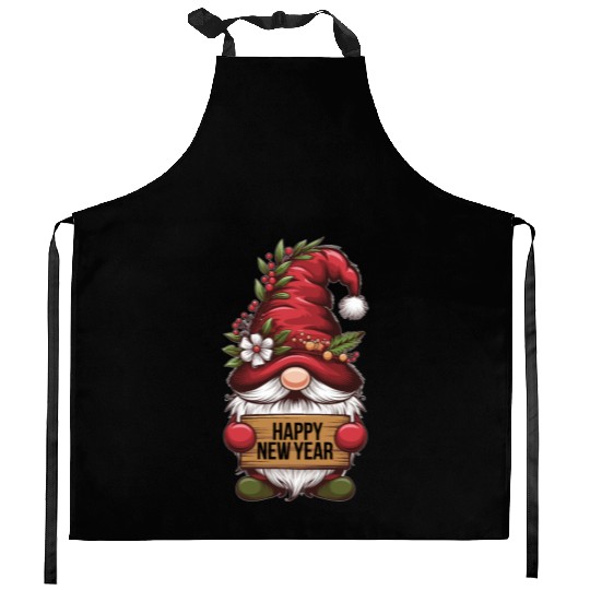 Gnome Elf Happy New Year Kitchen Aprons