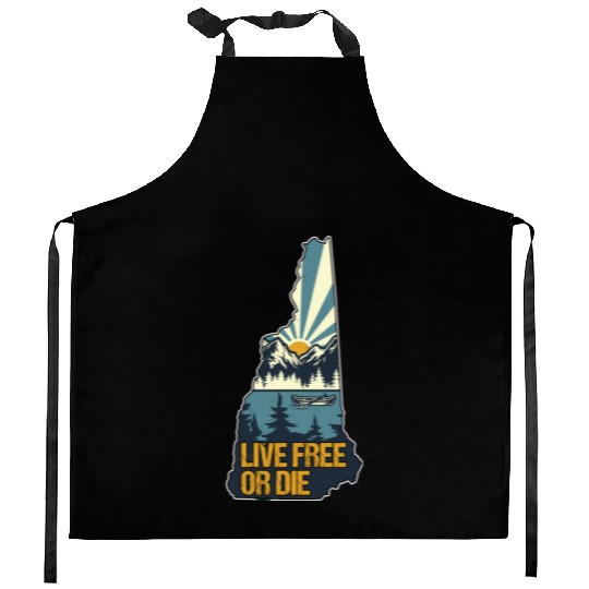 Live Free or Die Retro New Hampshire Nature Kitchen Aprons