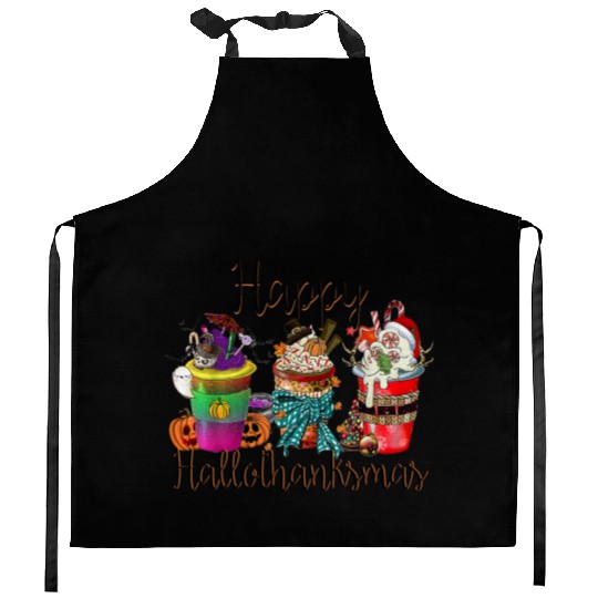 Happy Hallothanksmas Kitchen Aprons